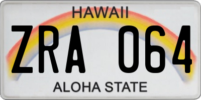 HI license plate ZRA064