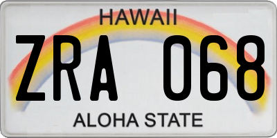 HI license plate ZRA068