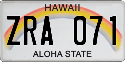 HI license plate ZRA071