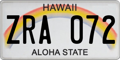 HI license plate ZRA072