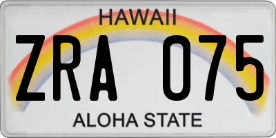 HI license plate ZRA075