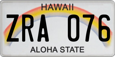 HI license plate ZRA076