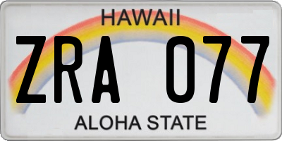 HI license plate ZRA077