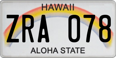 HI license plate ZRA078