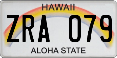 HI license plate ZRA079