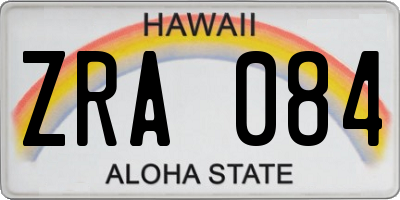 HI license plate ZRA084