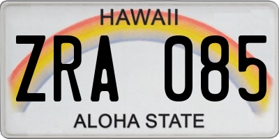 HI license plate ZRA085
