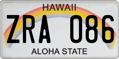 HI license plate ZRA086