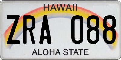 HI license plate ZRA088