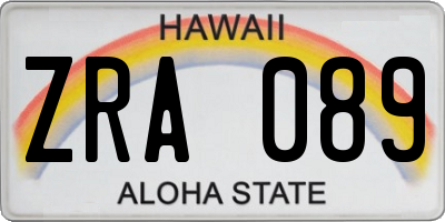 HI license plate ZRA089