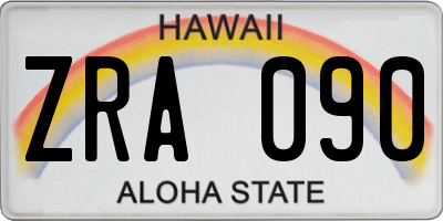 HI license plate ZRA090