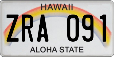 HI license plate ZRA091