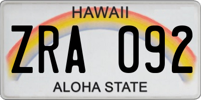 HI license plate ZRA092
