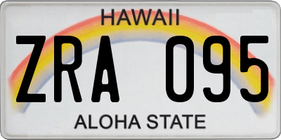 HI license plate ZRA095