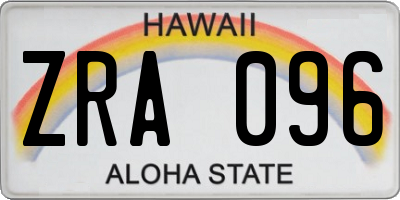 HI license plate ZRA096