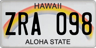 HI license plate ZRA098
