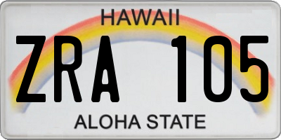 HI license plate ZRA105