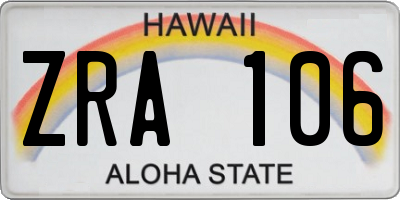 HI license plate ZRA106