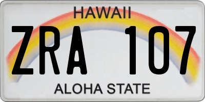 HI license plate ZRA107