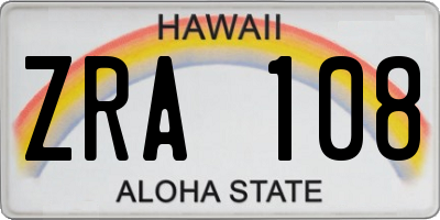 HI license plate ZRA108