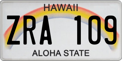 HI license plate ZRA109