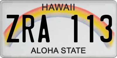 HI license plate ZRA113