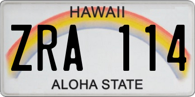 HI license plate ZRA114
