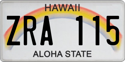 HI license plate ZRA115