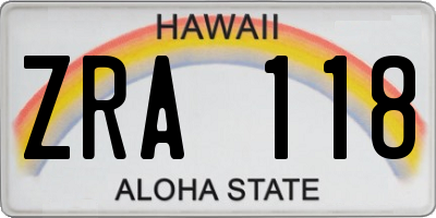 HI license plate ZRA118