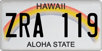 HI license plate ZRA119
