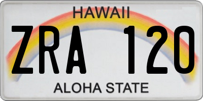 HI license plate ZRA120
