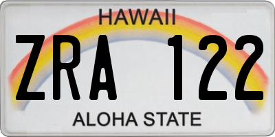 HI license plate ZRA122
