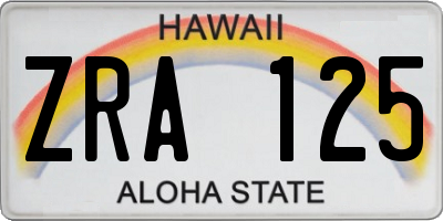 HI license plate ZRA125