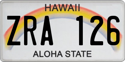 HI license plate ZRA126