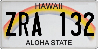 HI license plate ZRA132