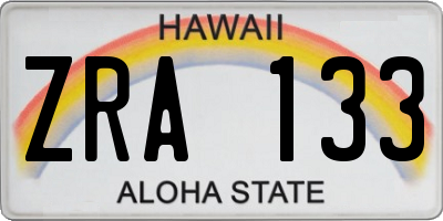 HI license plate ZRA133