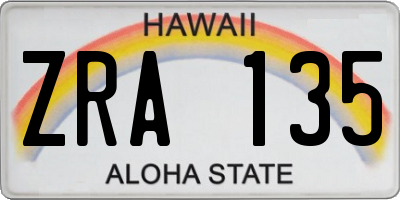 HI license plate ZRA135