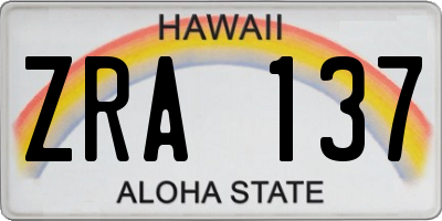 HI license plate ZRA137