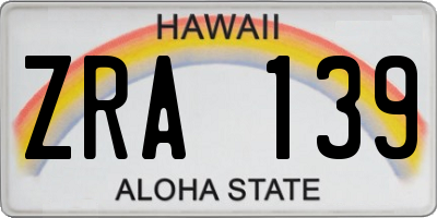 HI license plate ZRA139