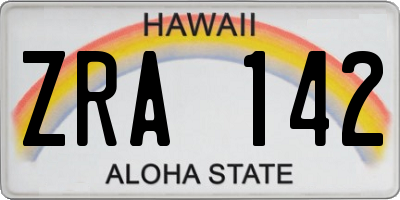 HI license plate ZRA142