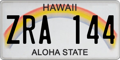 HI license plate ZRA144