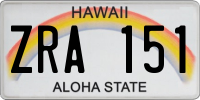 HI license plate ZRA151