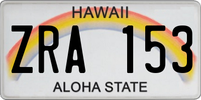 HI license plate ZRA153