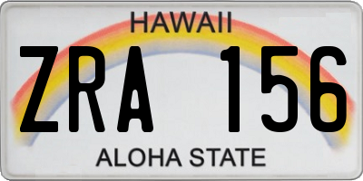 HI license plate ZRA156