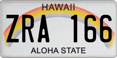 HI license plate ZRA166