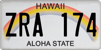 HI license plate ZRA174