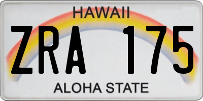 HI license plate ZRA175