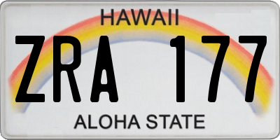 HI license plate ZRA177