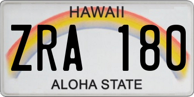 HI license plate ZRA180