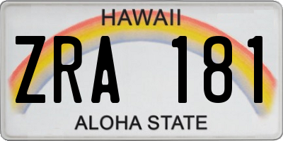 HI license plate ZRA181